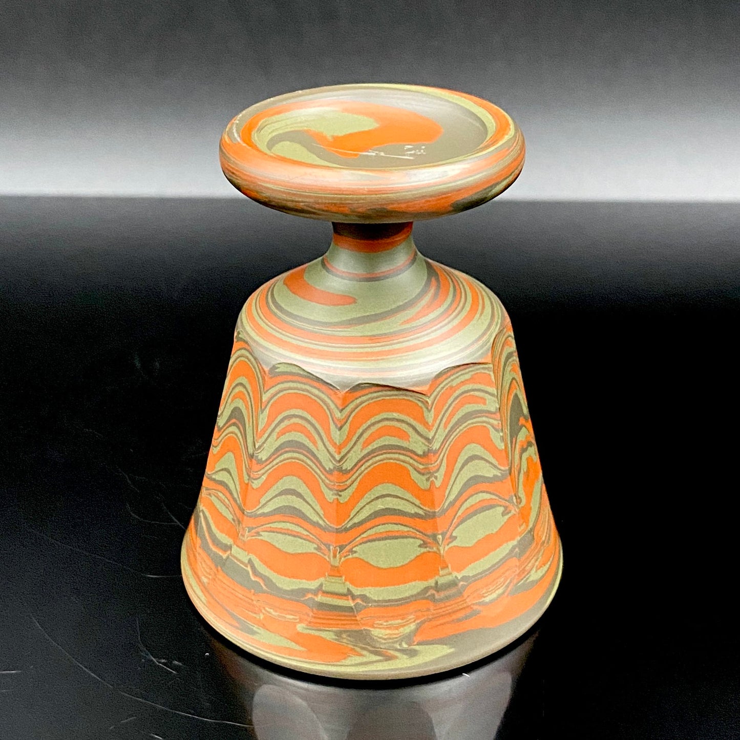 Yohei Konishi, Tokoname Ware Neriage, Horseback Cup (Stem Cup) "Shouchu no Tama" Sake Vessel #197