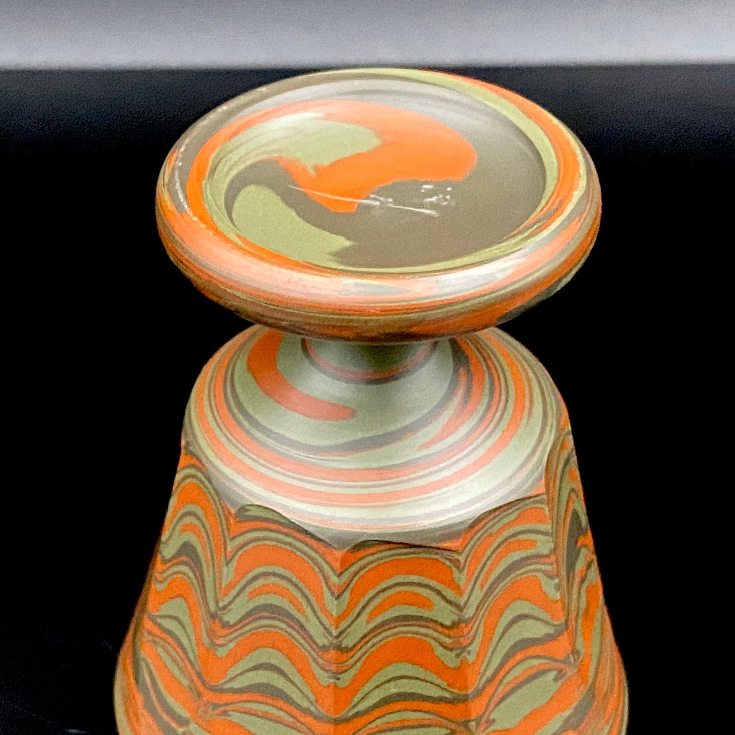 Yohei Konishi, Tokoname Ware Neriage, Horseback Cup (Stem Cup) "Shouchu no Tama" Sake Vessel #197