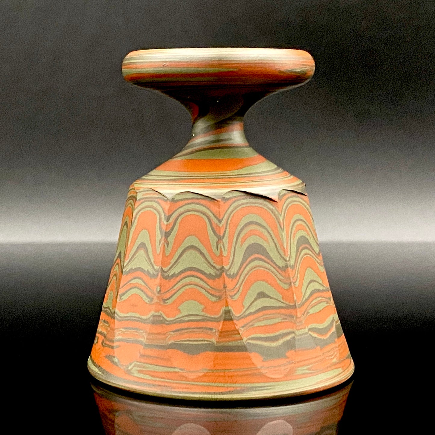 Yohei Konishi, Tokoname Ware Neriage, Horseback Cup (Stem Cup) "Shouchu no Tama" Sake Vessel #197