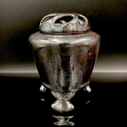 内閣総理大臣賞受賞作家 三代 平安宋丘 (久保 義蔵) 作 曜変天目 三足香炉 曜変天目 博物館収蔵級 【真作保証】#204