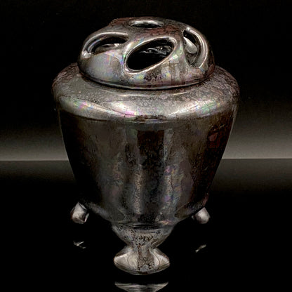 内閣総理大臣賞受賞作家 三代 平安宋丘 (久保 義蔵) 作 曜変天目 三足香炉 曜変天目 博物館収蔵級 【真作保証】#204