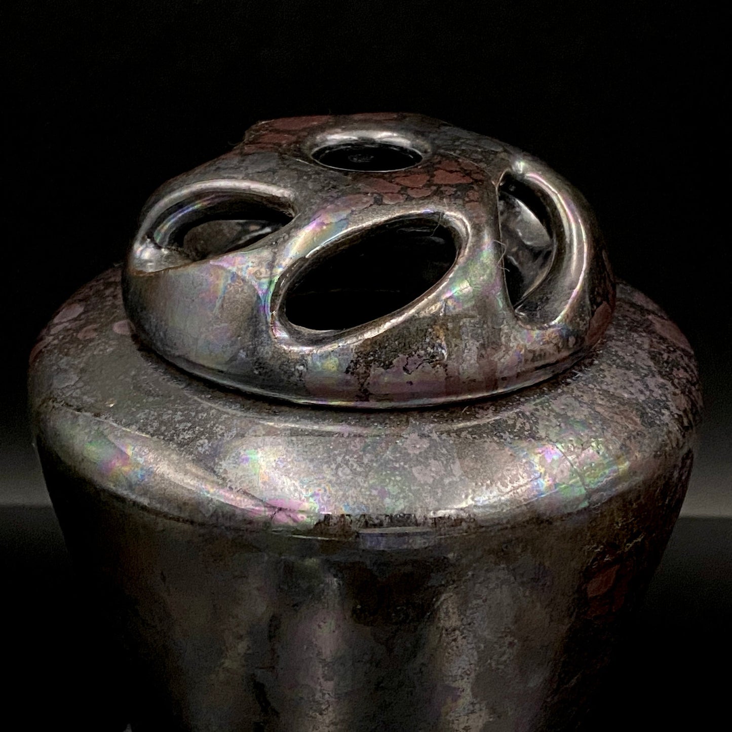 内閣総理大臣賞受賞作家 三代 平安宋丘 (久保 義蔵) 作 曜変天目 三足香炉 曜変天目 博物館収蔵級 【真作保証】#204