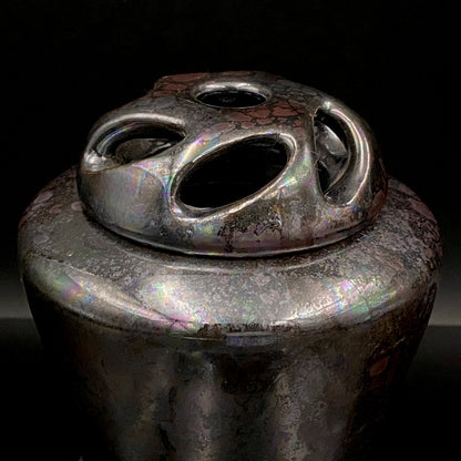 内閣総理大臣賞受賞作家 三代 平安宋丘 (久保 義蔵) 作 曜変天目 三足香炉 曜変天目 博物館収蔵級 【真作保証】#204