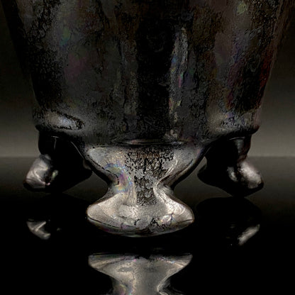 内閣総理大臣賞受賞作家 三代 平安宋丘 (久保 義蔵) 作 曜変天目 三足香炉 曜変天目 博物館収蔵級 【真作保証】#204