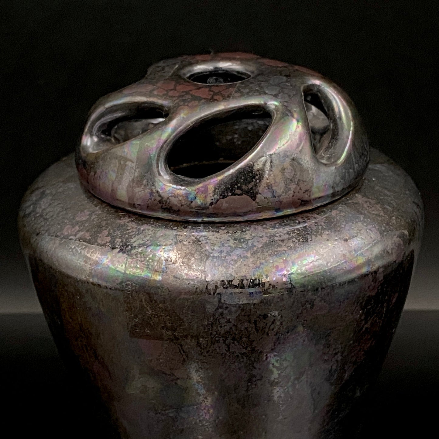 内閣総理大臣賞受賞作家 三代 平安宋丘 (久保 義蔵) 作 曜変天目 三足香炉 曜変天目 博物館収蔵級 【真作保証】#204