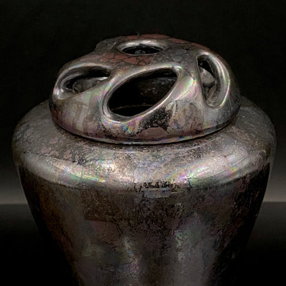 内閣総理大臣賞受賞作家 三代 平安宋丘 (久保 義蔵) 作 曜変天目 三足香炉 曜変天目 博物館収蔵級 【真作保証】#204