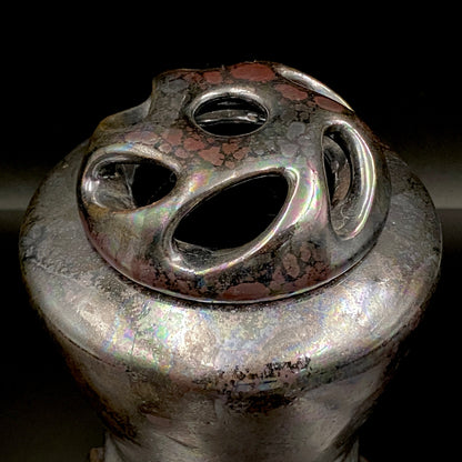 内閣総理大臣賞受賞作家 三代 平安宋丘 (久保 義蔵) 作 曜変天目 三足香炉 曜変天目 博物館収蔵級 【真作保証】#204