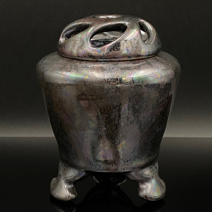 内閣総理大臣賞受賞作家 三代 平安宋丘 (久保 義蔵) 作 曜変天目 三足香炉 曜変天目 博物館収蔵級 【真作保証】#204