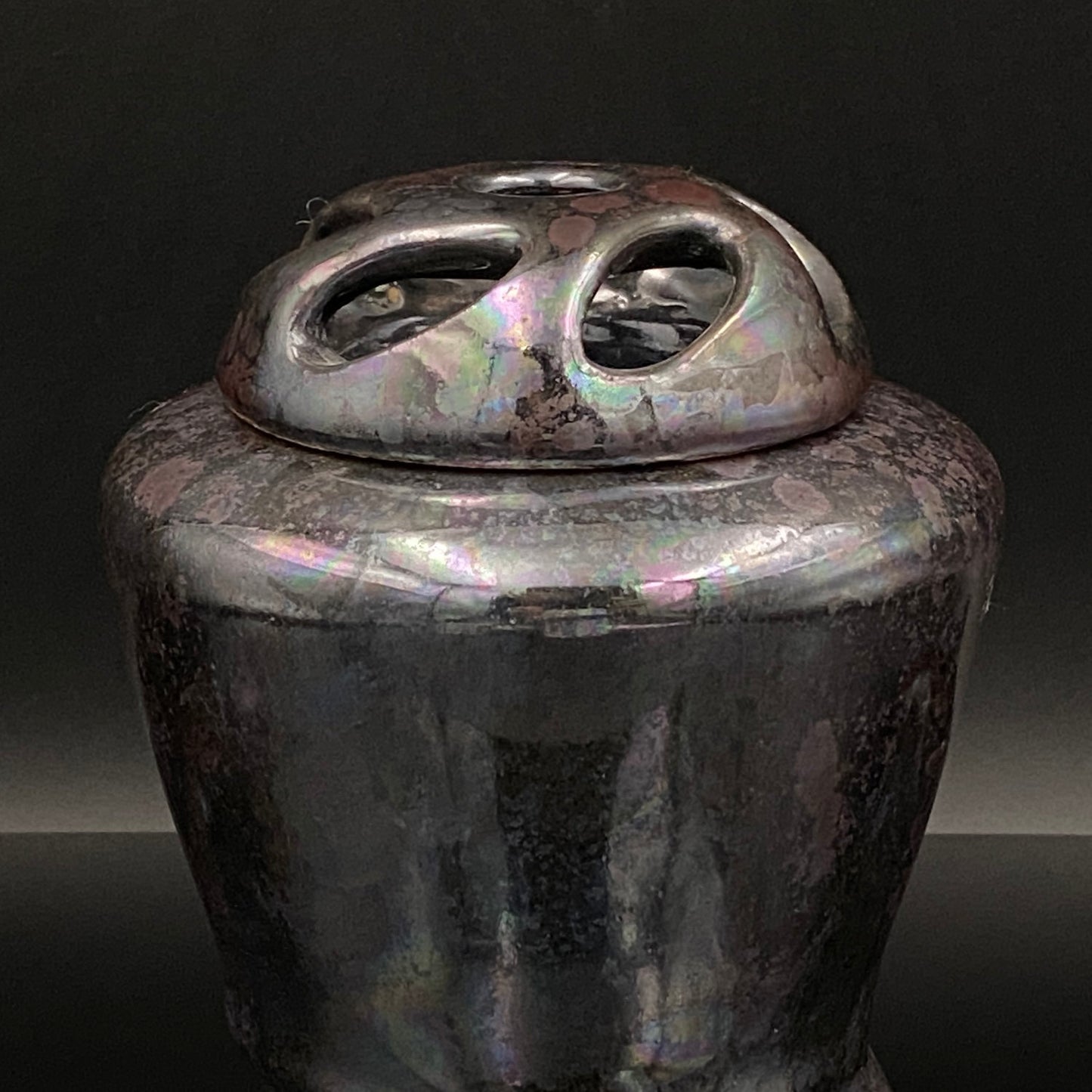 内閣総理大臣賞受賞作家 三代 平安宋丘 (久保 義蔵) 作 曜変天目 三足香炉 曜変天目 博物館収蔵級 【真作保証】#204