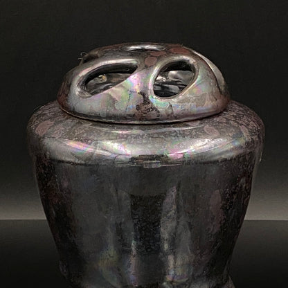 内閣総理大臣賞受賞作家 三代 平安宋丘 (久保 義蔵) 作 曜変天目 三足香炉 曜変天目 博物館収蔵級 【真作保証】#204