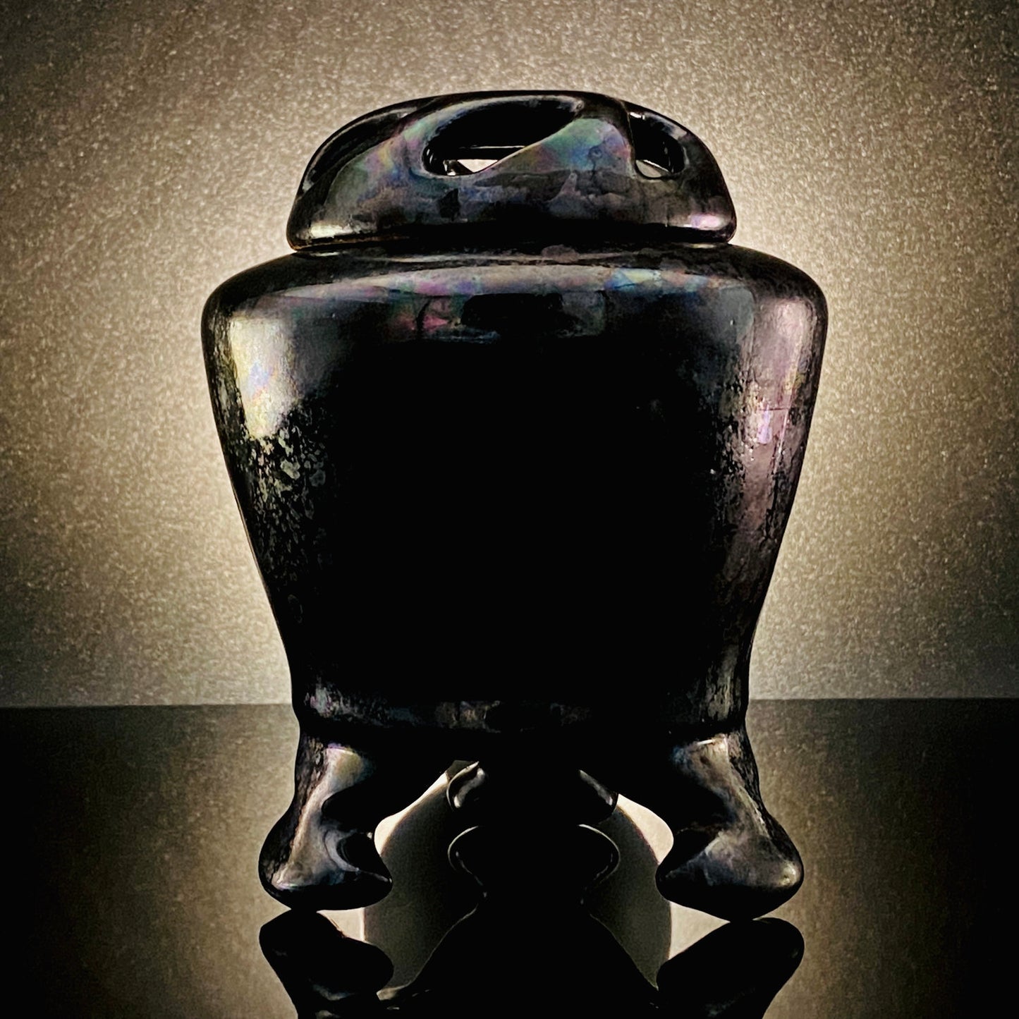 内閣総理大臣賞受賞作家 三代 平安宋丘 (久保 義蔵) 作 曜変天目 三足香炉 曜変天目 博物館収蔵級 【真作保証】#204