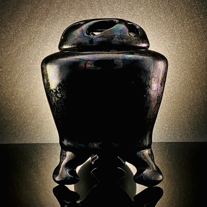 内閣総理大臣賞受賞作家 三代 平安宋丘 (久保 義蔵) 作 曜変天目 三足香炉 曜変天目 博物館収蔵級 【真作保証】#204