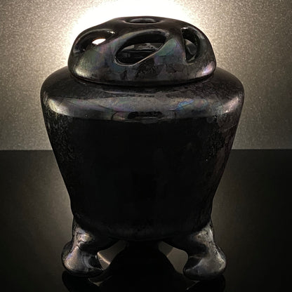 内閣総理大臣賞受賞作家 三代 平安宋丘 (久保 義蔵) 作 曜変天目 三足香炉 曜変天目 博物館収蔵級 【真作保証】#204