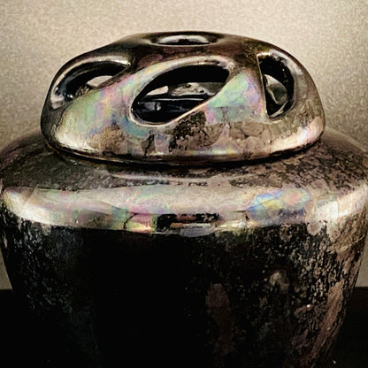 内閣総理大臣賞受賞作家 三代 平安宋丘 (久保 義蔵) 作 曜変天目 三足香炉 曜変天目 博物館収蔵級 【真作保証】#204