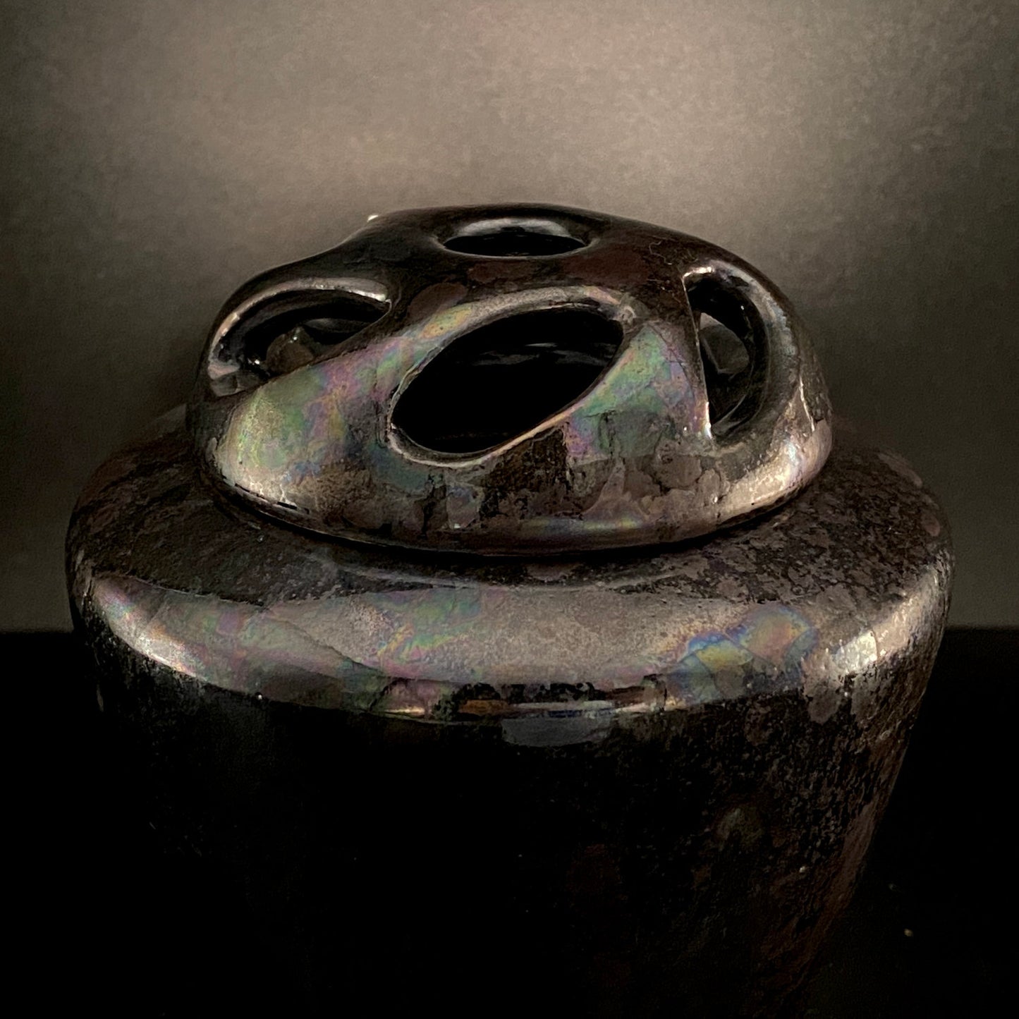 内閣総理大臣賞受賞作家 三代 平安宋丘 (久保 義蔵) 作 曜変天目 三足香炉 曜変天目 博物館収蔵級 【真作保証】#204