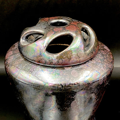 内閣総理大臣賞受賞作家 三代 平安宋丘 (久保 義蔵) 作 曜変天目 三足香炉 曜変天目 博物館収蔵級 【真作保証】#204