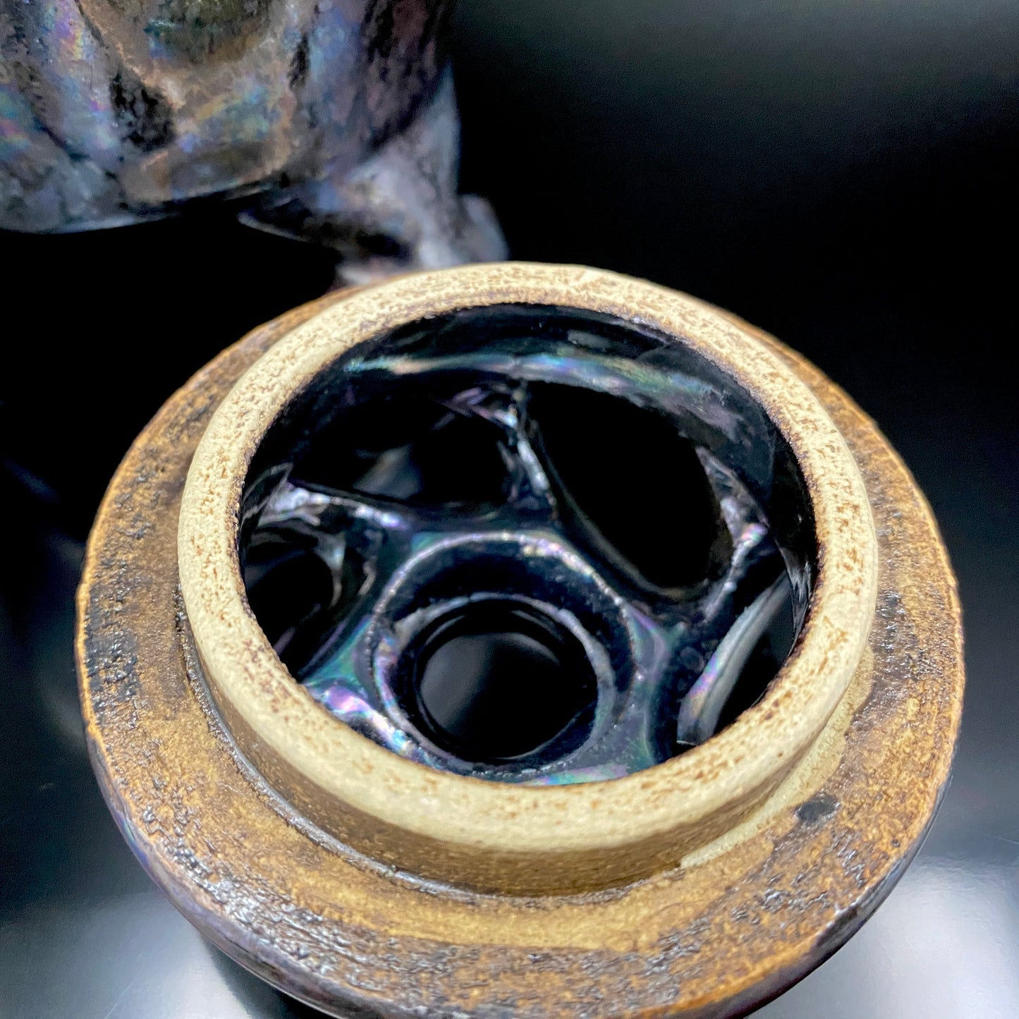 内閣総理大臣賞受賞作家 三代 平安宋丘 (久保 義蔵) 作 曜変天目 三足香炉 曜変天目 博物館収蔵級 【真作保証】#204