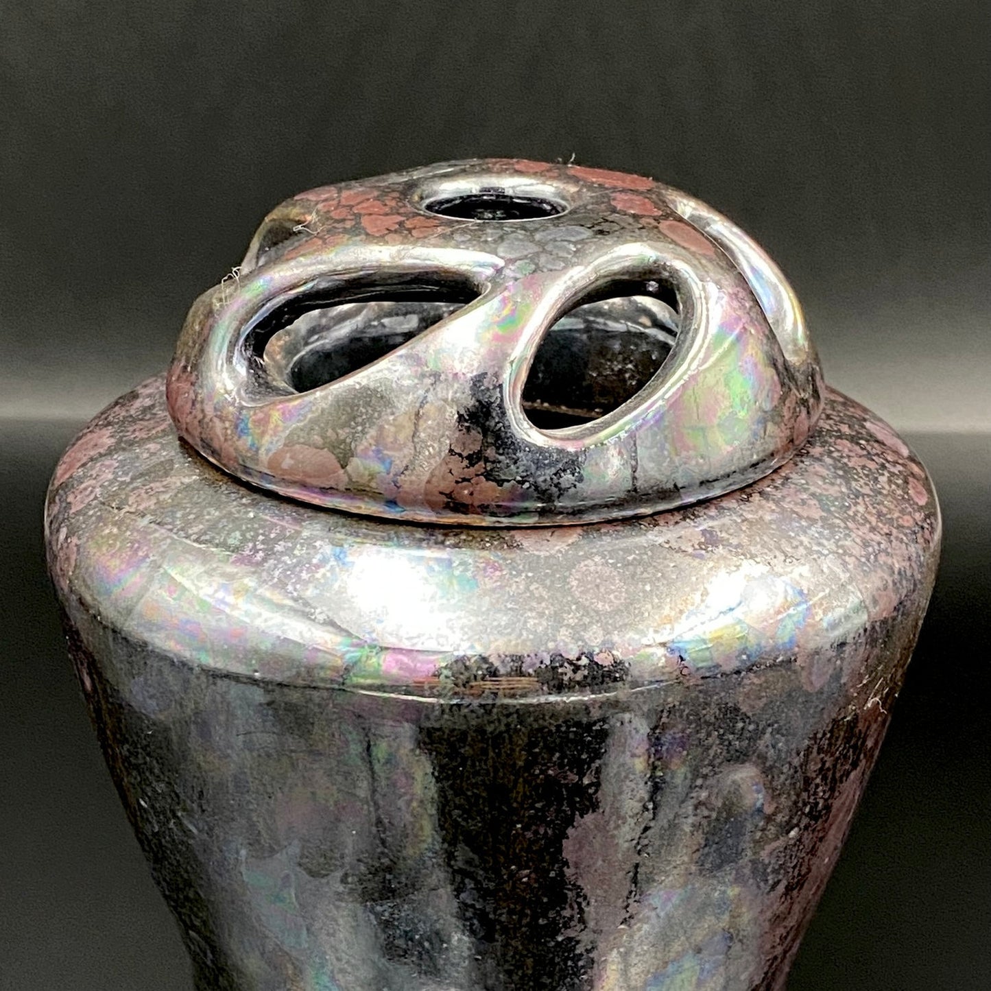 内閣総理大臣賞受賞作家 三代 平安宋丘 (久保 義蔵) 作 曜変天目 三足香炉 曜変天目 博物館収蔵級 【真作保証】#204