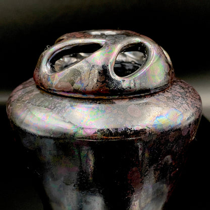 内閣総理大臣賞受賞作家 三代 平安宋丘 (久保 義蔵) 作 曜変天目 三足香炉 曜変天目 博物館収蔵級 【真作保証】#204