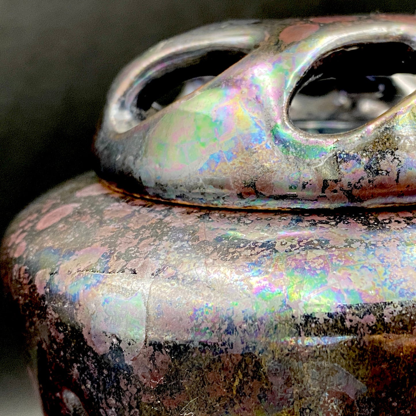 内閣総理大臣賞受賞作家 三代 平安宋丘 (久保 義蔵) 作 曜変天目 三足香炉 曜変天目 博物館収蔵級 【真作保証】#204