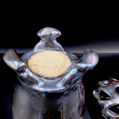 内閣総理大臣賞受賞作家 三代 平安宋丘 (久保 義蔵) 作 曜変天目 三足香炉 曜変天目 博物館収蔵級 【真作保証】#204