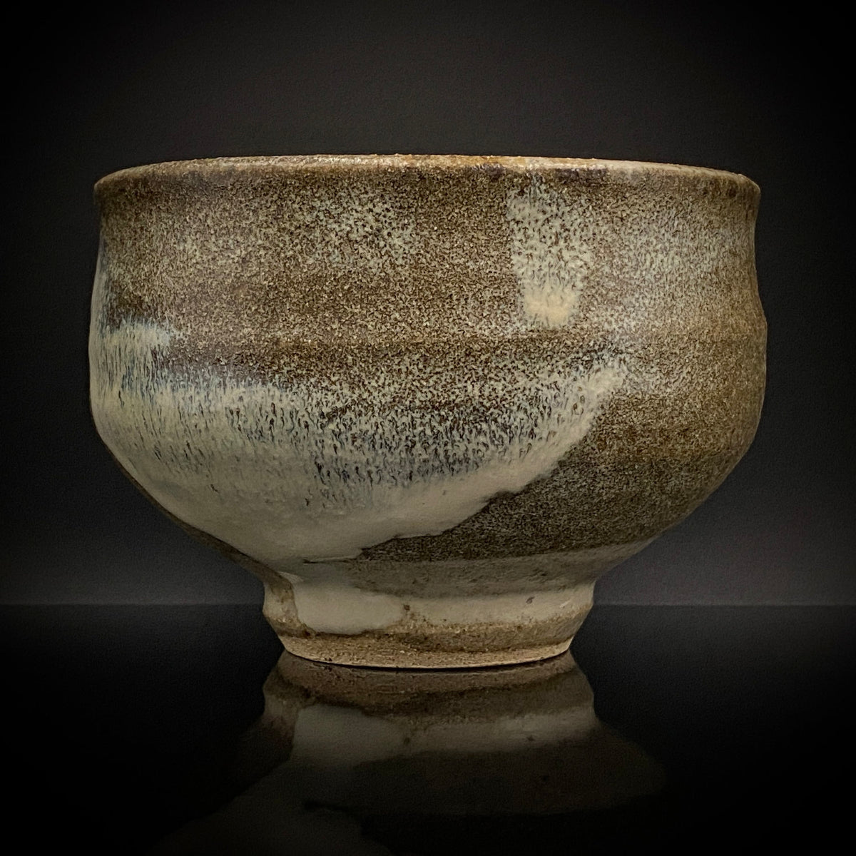益子焼 伝統工芸士 北土窯三村陶苑 三村 北土 作 糠釉抹茶碗、和のロックグラス、元栃木県窯業指導所技官 糠釉抹茶碗 #490