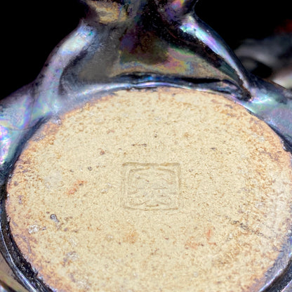 内閣総理大臣賞受賞作家 三代 平安宋丘 (久保 義蔵) 作 曜変天目 三足香炉 曜変天目 博物館収蔵級 【真作保証】#204