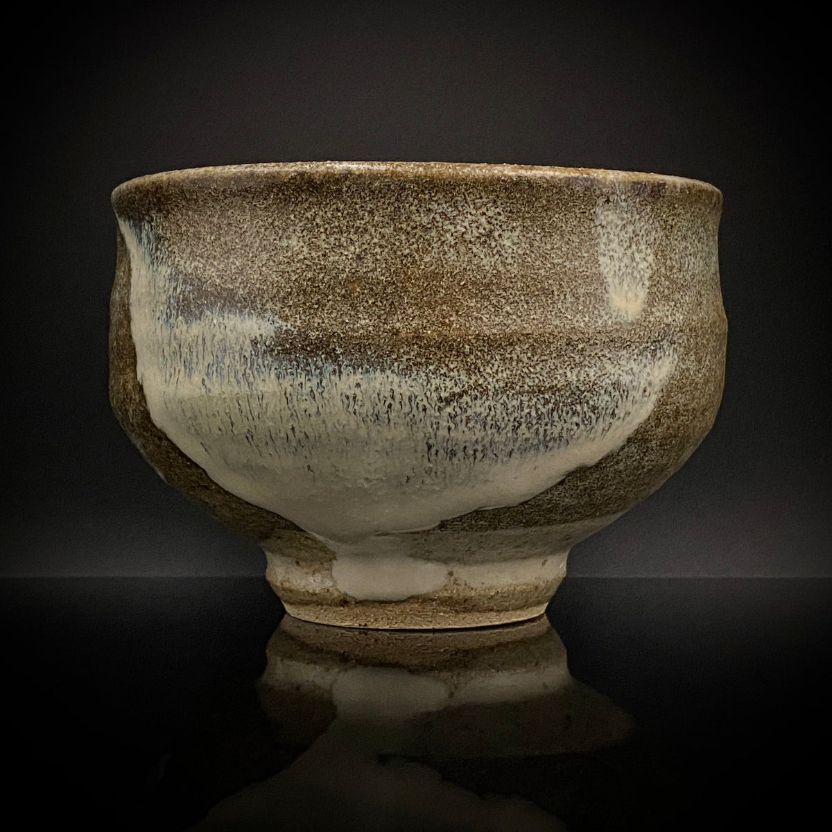 益子焼 伝統工芸士 北土窯三村陶苑 三村 北土 作 糠釉抹茶碗、和のロックグラス、元栃木県窯業指導所技官 糠釉抹茶碗 #490