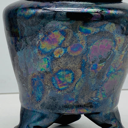 内閣総理大臣賞受賞作家 三代 平安宋丘 (久保 義蔵) 作 曜変天目 三足香炉 曜変天目 博物館収蔵級 【真作保証】#204