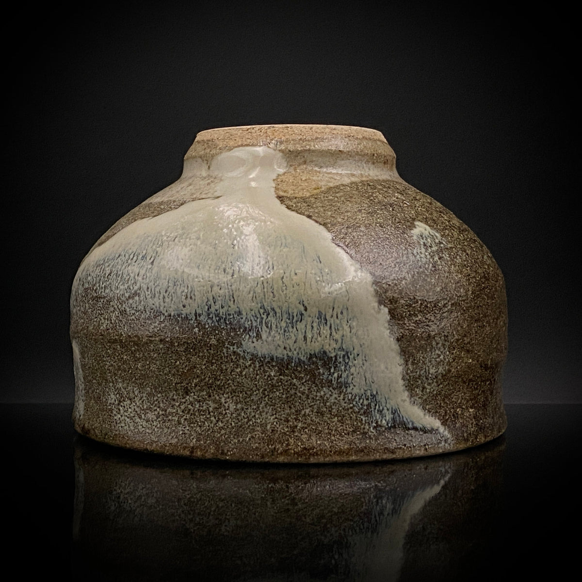 益子焼 伝統工芸士 北土窯三村陶苑 三村 北土 作 糠釉抹茶碗、和のロックグラス、元栃木県窯業指導所技官 糠釉抹茶碗 #490