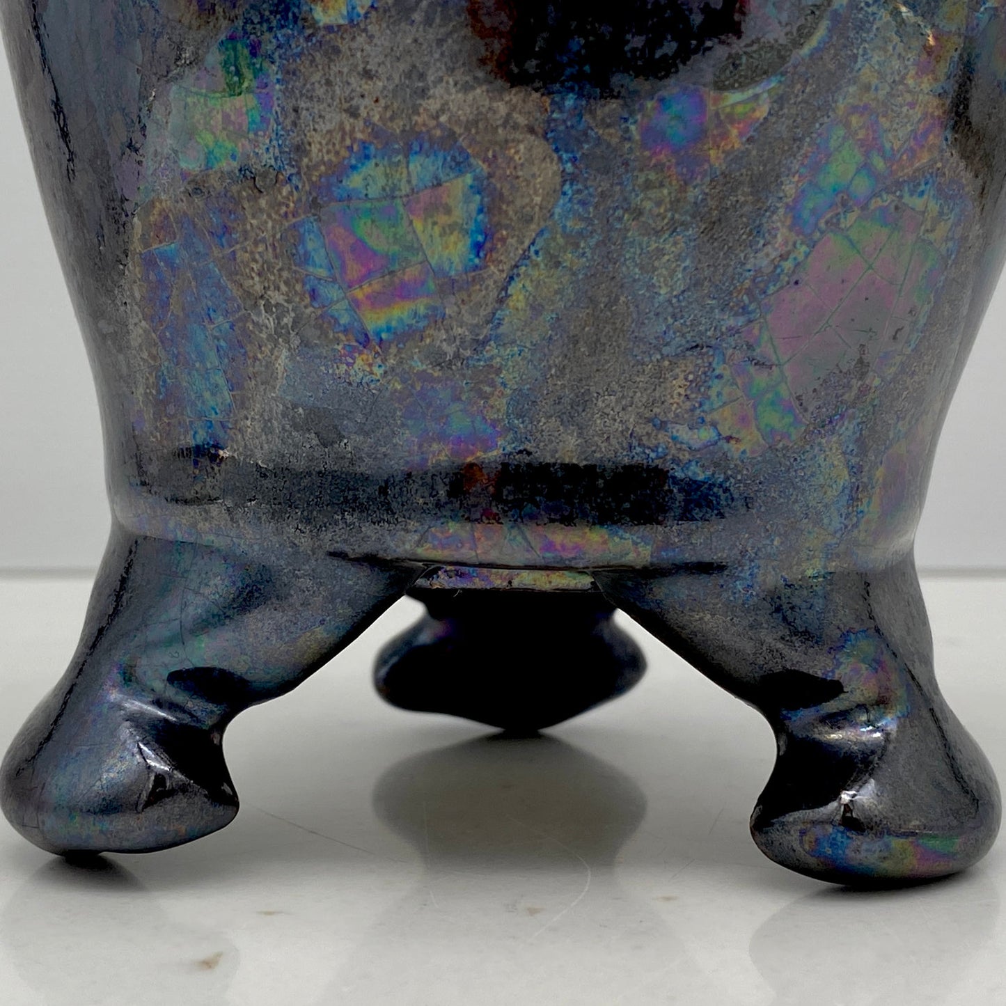 内閣総理大臣賞受賞作家 三代 平安宋丘 (久保 義蔵) 作 曜変天目 三足香炉 曜変天目 博物館収蔵級 【真作保証】#204