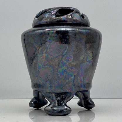 内閣総理大臣賞受賞作家 三代 平安宋丘 (久保 義蔵) 作 曜変天目 三足香炉 曜変天目 博物館収蔵級 【真作保証】#204