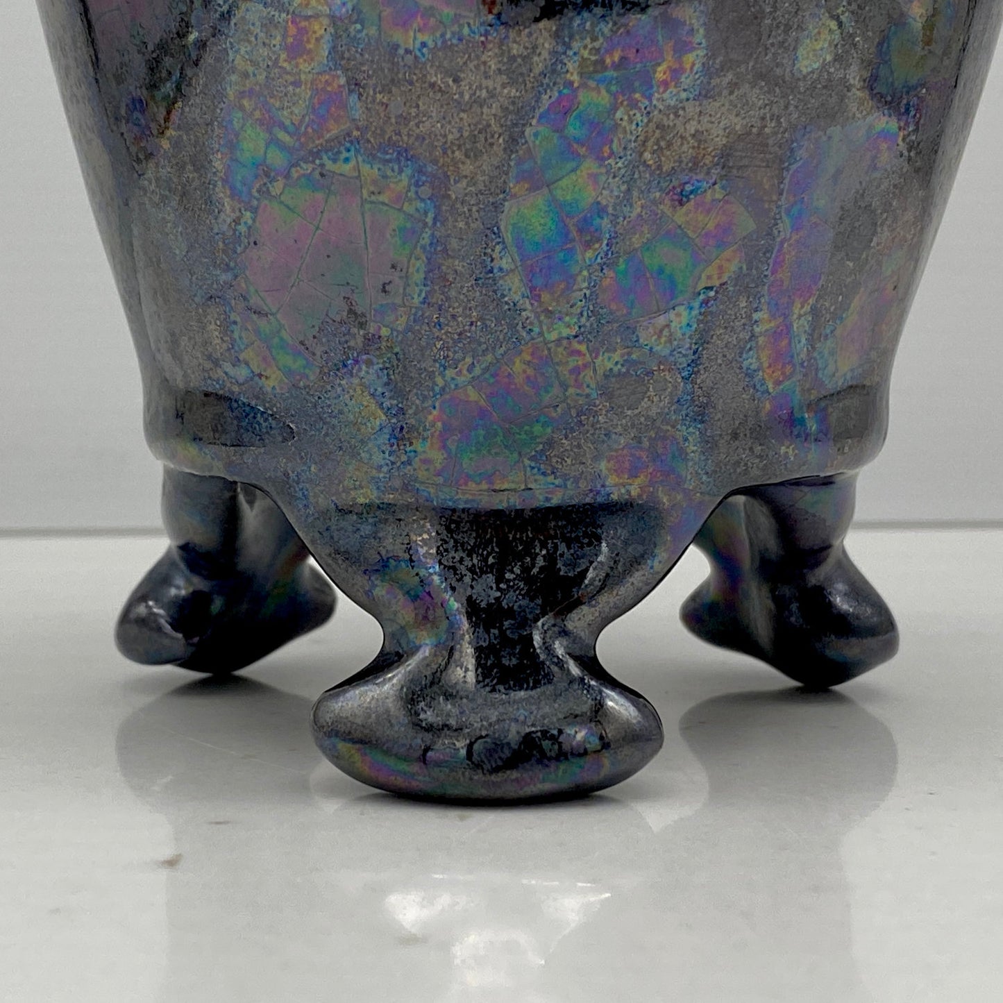 内閣総理大臣賞受賞作家 三代 平安宋丘 (久保 義蔵) 作 曜変天目 三足香炉 曜変天目 博物館収蔵級 【真作保証】#204