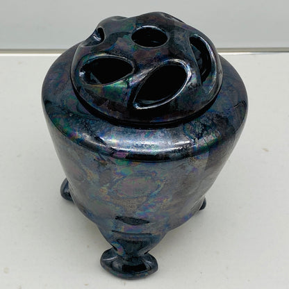 内閣総理大臣賞受賞作家 三代 平安宋丘 (久保 義蔵) 作 曜変天目 三足香炉 曜変天目 博物館収蔵級 【真作保証】#204