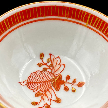 谷 秋渓 作 金彩赤絵細描 雲龍文 酒盃 二客 昭和初期制作 竹内吟秋門下の真髄 下絵なしの極細一筆書き龍模様 ジャパニーズコウゲイの至宝 #203