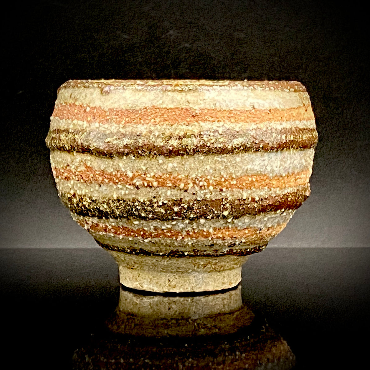 Guinomi Sake Cup / Japanese-Style Shot Glass with Striped Design by Takeda Toshio, Pupil of Living National Treasure Tamura Koichi, Artist Represented in the Collection of The National Museum of Modern Art, Kyoto #397