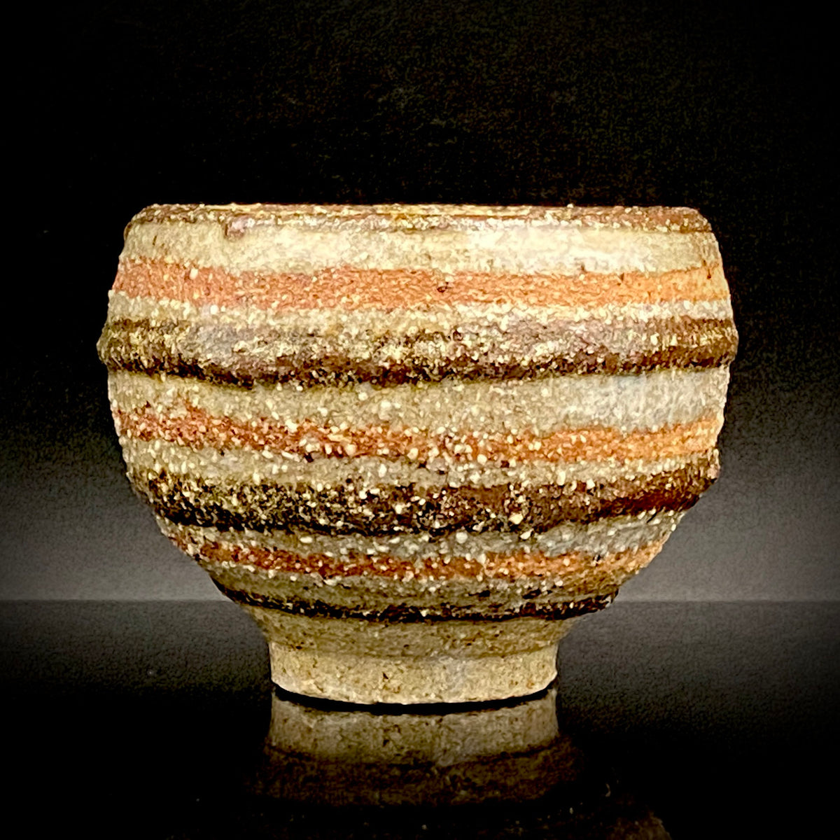 Guinomi Sake Cup / Japanese-Style Shot Glass with Striped Design by Takeda Toshio, Pupil of Living National Treasure Tamura Koichi, Artist Represented in the Collection of The National Museum of Modern Art, Kyoto #397