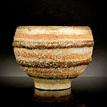 Guinomi Sake Cup / Japanese-Style Shot Glass with Striped Design by Takeda Toshio, Pupil of Living National Treasure Tamura Koichi, Artist Represented in the Collection of The National Museum of Modern Art, Kyoto #397