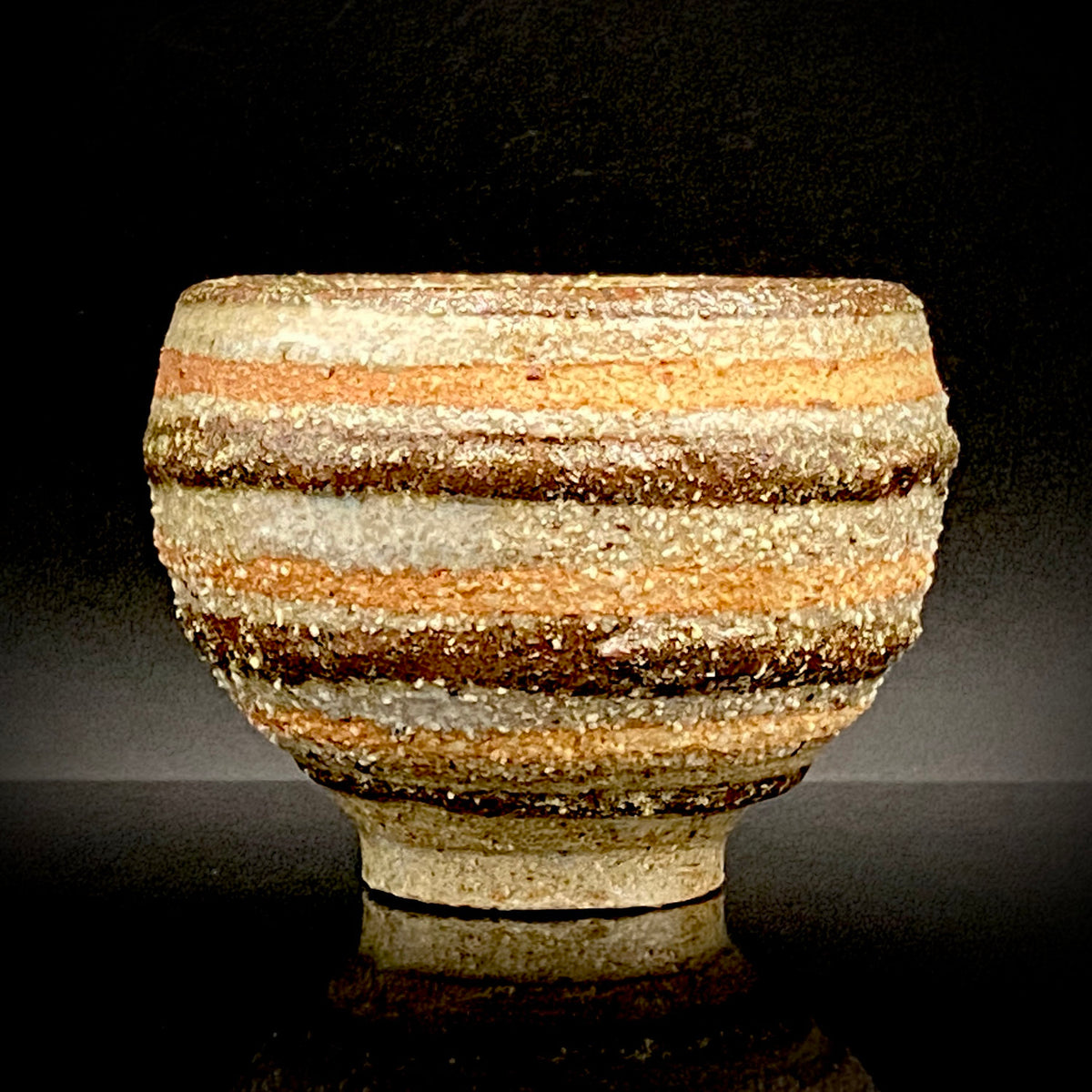 Guinomi Sake Cup / Japanese-Style Shot Glass with Striped Design by Takeda Toshio, Pupil of Living National Treasure Tamura Koichi, Artist Represented in the Collection of The National Museum of Modern Art, Kyoto #397