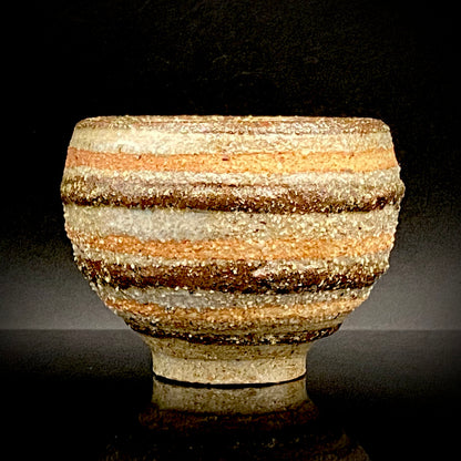Guinomi Sake Cup / Japanese-Style Shot Glass with Striped Design by Takeda Toshio, Pupil of Living National Treasure Tamura Koichi, Artist Represented in the Collection of The National Museum of Modern Art, Kyoto #397