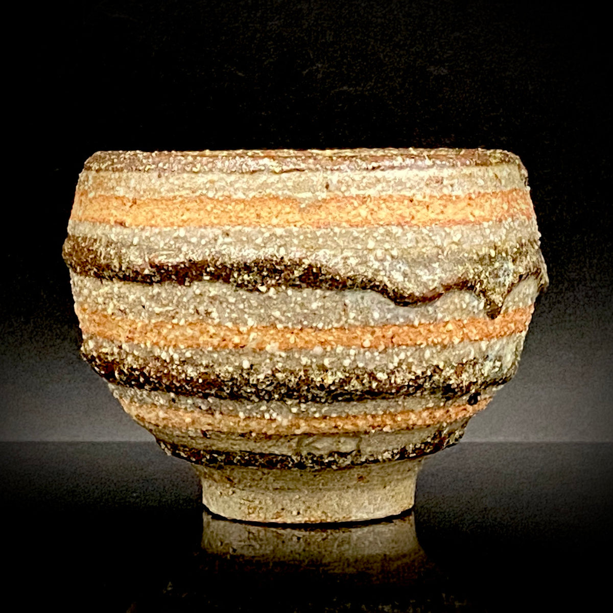Guinomi Sake Cup / Japanese-Style Shot Glass with Striped Design by Takeda Toshio, Pupil of Living National Treasure Tamura Koichi, Artist Represented in the Collection of The National Museum of Modern Art, Kyoto #397