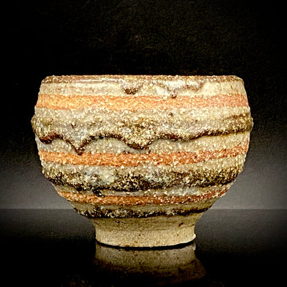 Guinomi Sake Cup / Japanese-Style Shot Glass with Striped Design by Takeda Toshio, Pupil of Living National Treasure Tamura Koichi, Artist Represented in the Collection of The National Museum of Modern Art, Kyoto #397
