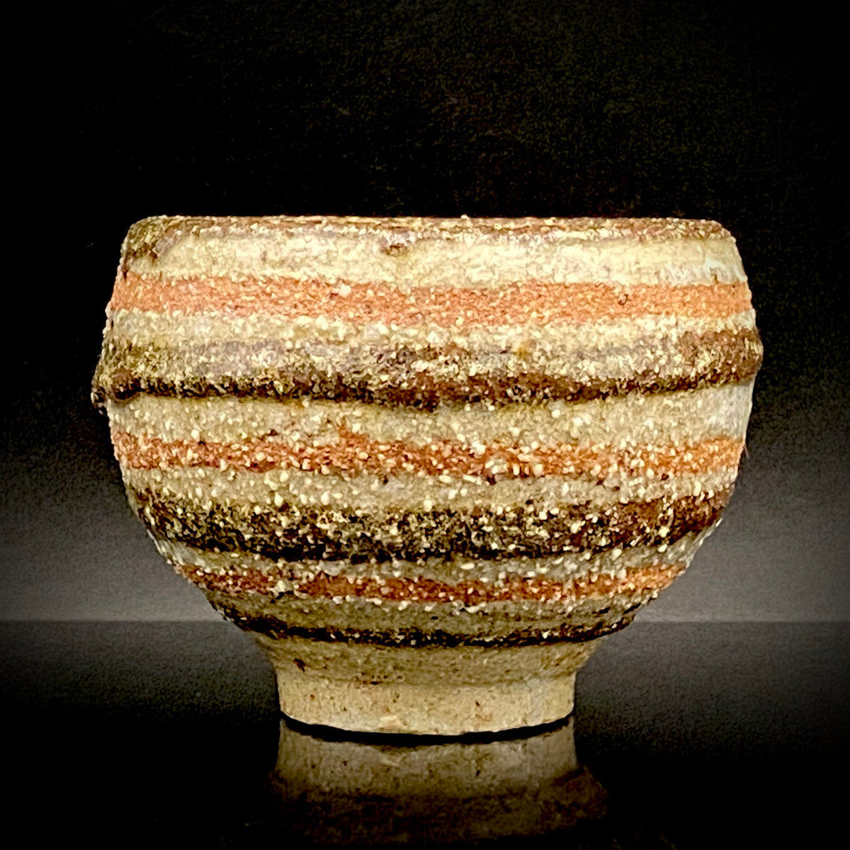 Guinomi Sake Cup / Japanese-Style Shot Glass with Striped Design by Takeda Toshio, Pupil of Living National Treasure Tamura Koichi, Artist Represented in the Collection of The National Museum of Modern Art, Kyoto #397