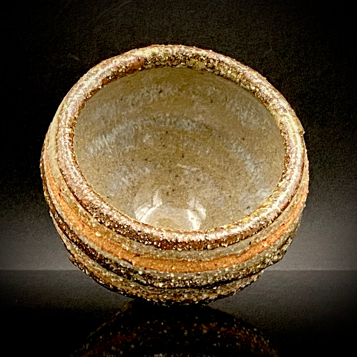 Guinomi Sake Cup / Japanese-Style Shot Glass with Striped Design by Takeda Toshio, Pupil of Living National Treasure Tamura Koichi, Artist Represented in the Collection of The National Museum of Modern Art, Kyoto #397