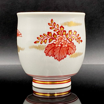 山本 芳岳 最上位作 九谷焼 赤絵細描 金彩赤絵 鳳凰文 ぐい呑み 酒器  皇室献上作家 #202