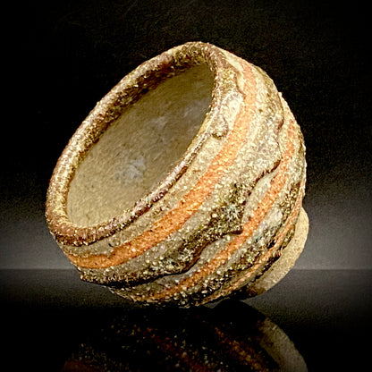 Guinomi Sake Cup / Japanese-Style Shot Glass with Striped Design by Takeda Toshio, Pupil of Living National Treasure Tamura Koichi, Artist Represented in the Collection of The National Museum of Modern Art, Kyoto #397