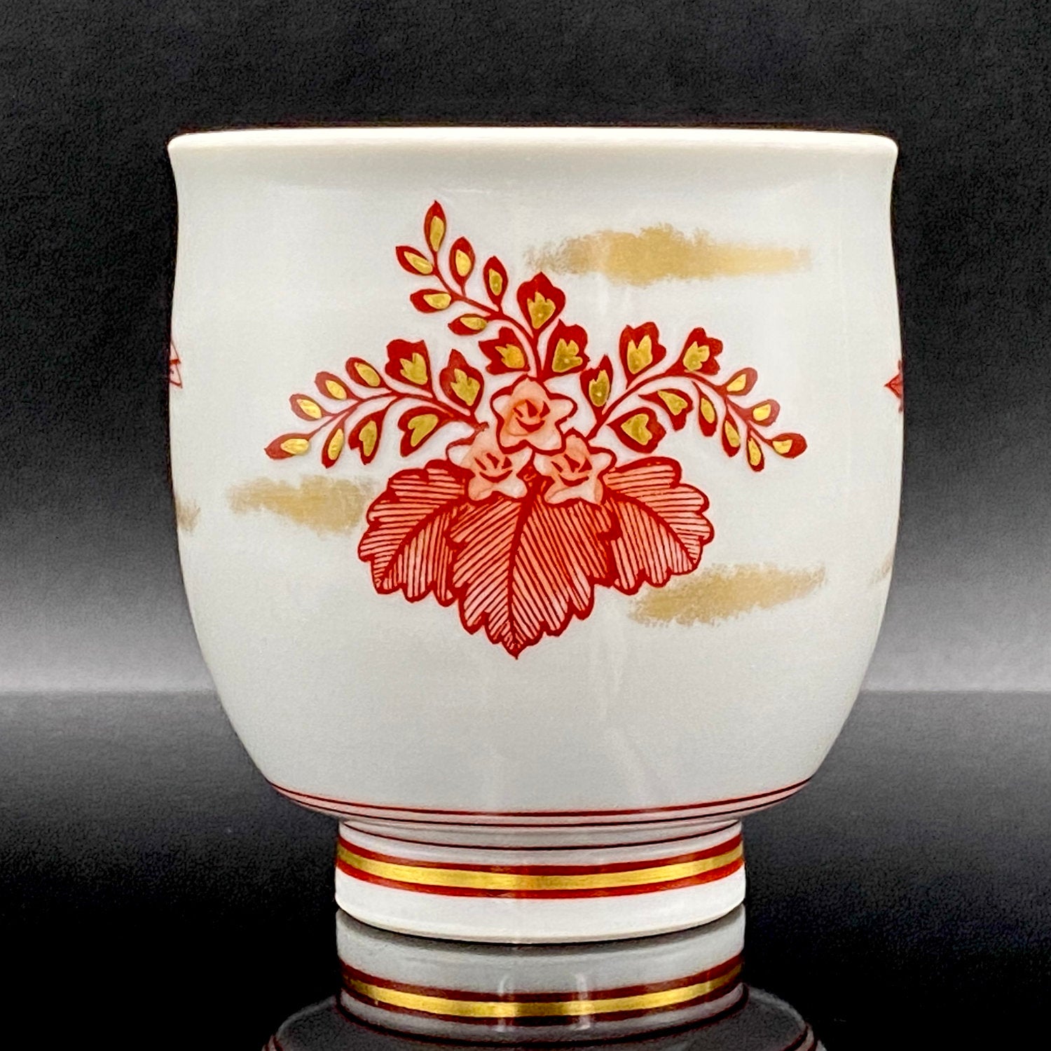 山本 芳岳 最上位作 九谷焼 赤絵細描 金彩赤絵 鳳凰文 ぐい呑み 酒器