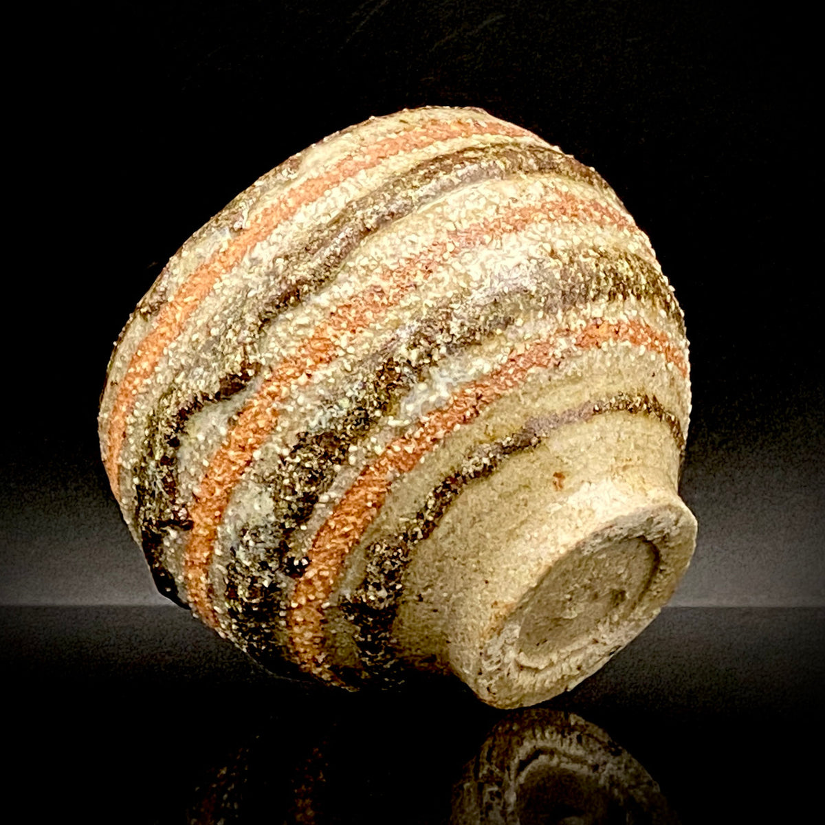 Guinomi Sake Cup / Japanese-Style Shot Glass with Striped Design by Takeda Toshio, Pupil of Living National Treasure Tamura Koichi, Artist Represented in the Collection of The National Museum of Modern Art, Kyoto #397