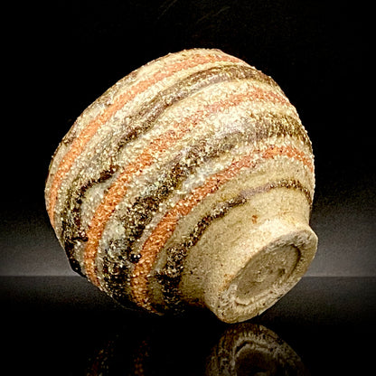 Guinomi Sake Cup / Japanese-Style Shot Glass with Striped Design by Takeda Toshio, Pupil of Living National Treasure Tamura Koichi, Artist Represented in the Collection of The National Museum of Modern Art, Kyoto #397