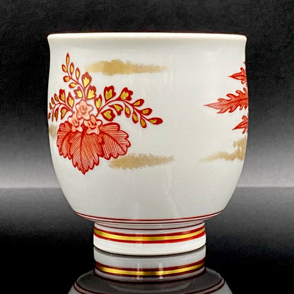 山本 芳岳 最上位作 九谷焼 赤絵細描 金彩赤絵 鳳凰文 ぐい呑み 酒器  皇室献上作家 #202